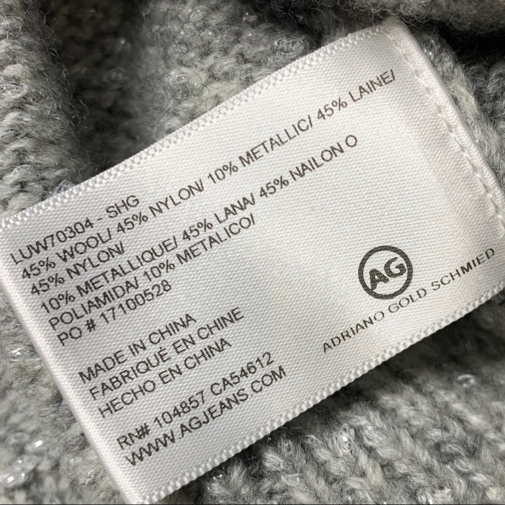 AG Adriano Goldshmied Noelle Sweater in Shimmer Gray Bell Sleeve Chunky Knit - Picture 8 of 8